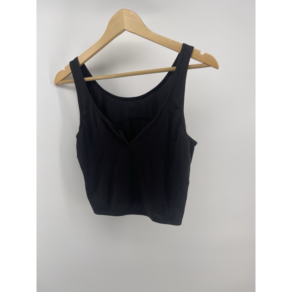 Lululemon‎ Womens Black Built In Shelf Sleeveless V-Neck Crop Top Size 4